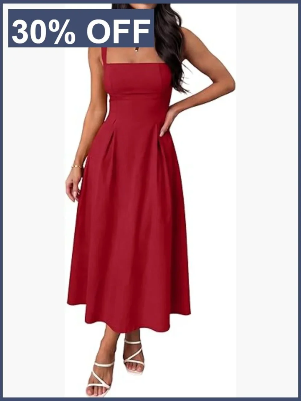 Square Neck A-Line Sleeveless Flowy Maxi Dress Wedding Guest Party